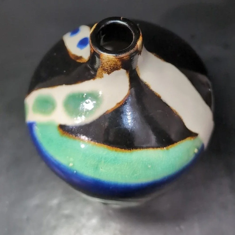 Marked Modernist Porcelain Vase, Vintage Chinese Inspired Jug Asian Accent Decor
